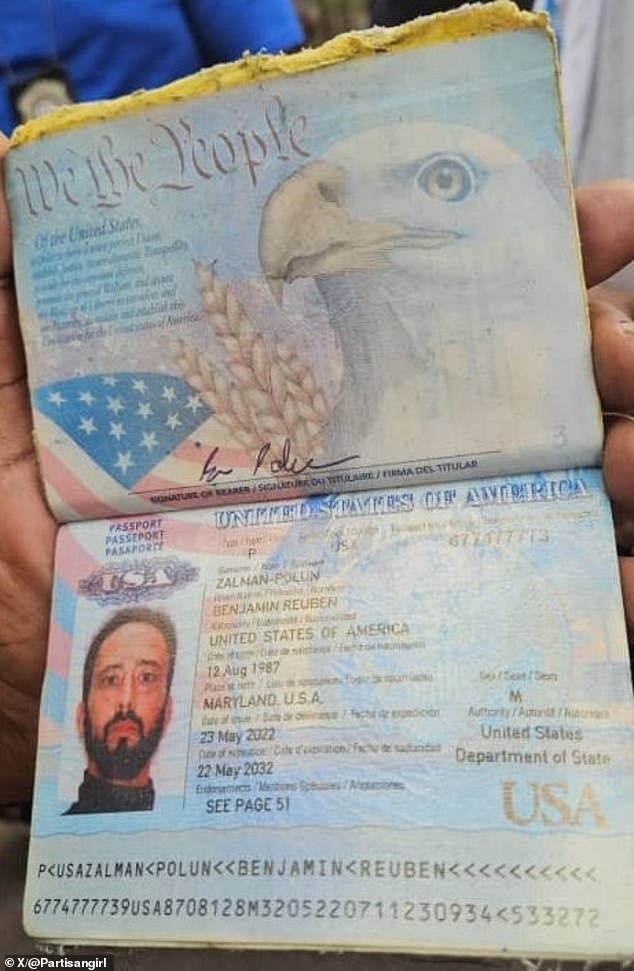 A US passport reportedly recovered from one of the arrested men