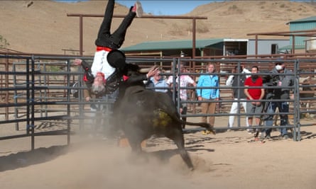 Johnny Knoxville in the bull-charging scene in Jackass Forever