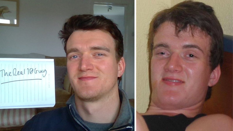 Connor Sinclair, left, and the original 10 Guy meme, right.