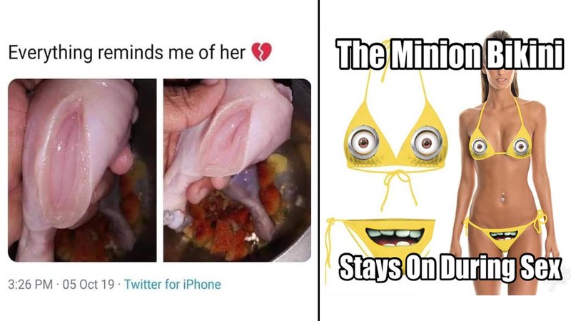 everything reminds me of her chicken breast, the minion bikini stays on during sex