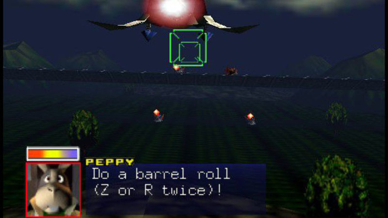 Do a Barrel Roll starfox meme and screenshot from the video game.