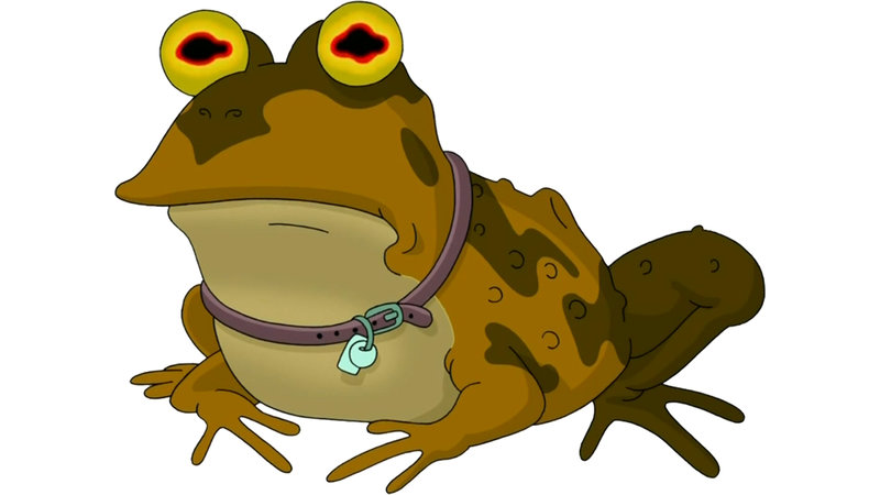 The hypnotoad from futurama waring a collar and looking into the camera.