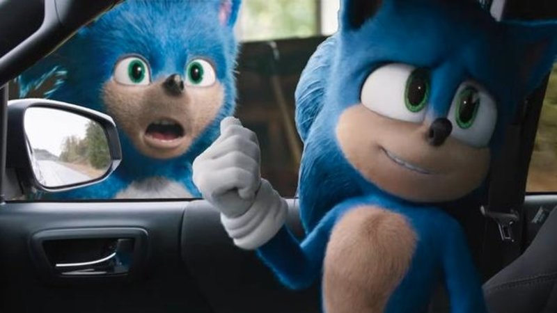 sonic the hedgehog redesign pointing out of a car's window at the old design
