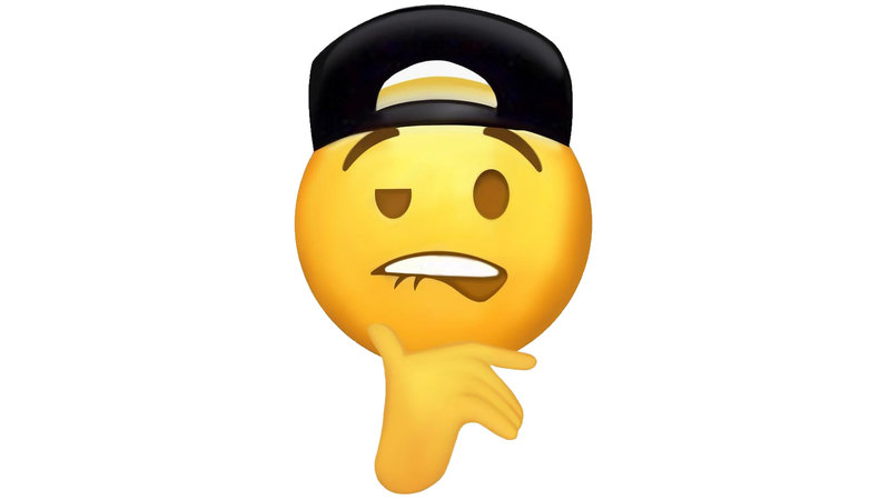 emoji wearing a backwards cap and biting lip 