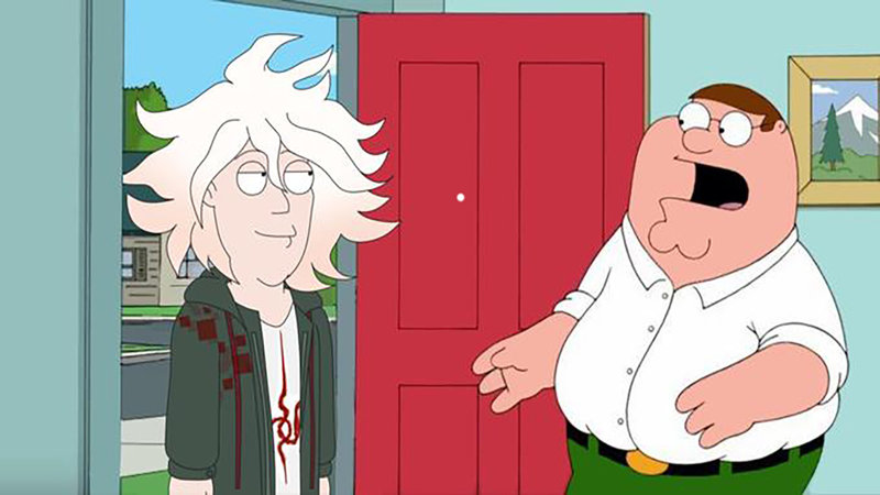 Peter Griffin At The Door / "Holy crap Lois, it's X!" meme example with it's that Hope's Peak student from Danganronpa.