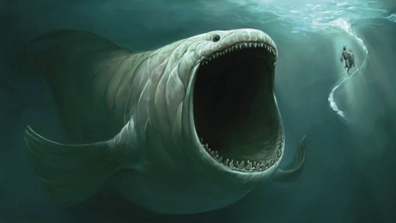 An image imagining The Bloop, a cryptid larger than a blue whale.