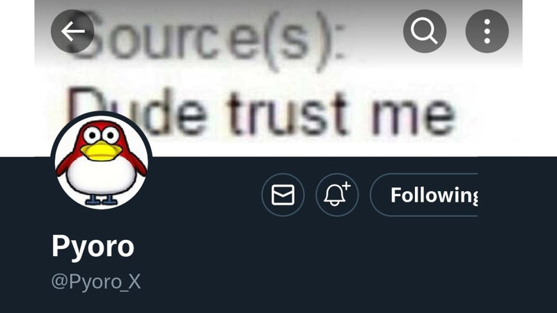 Pyoro Leaks twitter / x profile.