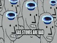 A crowd of NPC Wojaks reacting to gas stoves