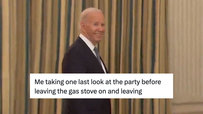 Joe Biden's Evil Smirk refers to memes about jokes about Joe Biden responding to a question about Donald Trump considering himself to be a "political prisoner" with a slow, somewhat menacing smile. The video was shared online in late May and early June, primary amongst Republicans who viewed Biden's expression as "evil" and others who found his smirk to be funny.