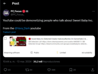 ↑ Post ECK PC Focus DRM @PC_Focus_ YouTube could be demonetizing people who talk about Sweet Baby Inc. From the @Vara_Dark youtube Traducir post GAMERG MEDIA MELTDOWNS SBI DETECTED 2:02:29 Sweet Baby Inc Detected Creator KabrutusRambo On GamerGate 2 &... SBI Detected List! https://store.steampowered.com/curator/44858017/ SBI Detected Group! https://steamcommunity.com/groups/sweetbabyinc-detecte... Streaming software Public $ Limited Ad suitability 10:44 a. m. - 13 mar. 2024 - 20,2 mil Reproducciones 20 64 396 , 20 ↑