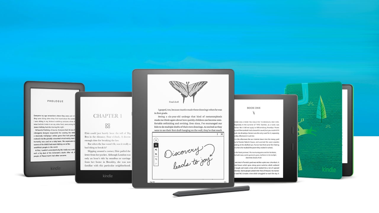 all of the available Kindle models lined up