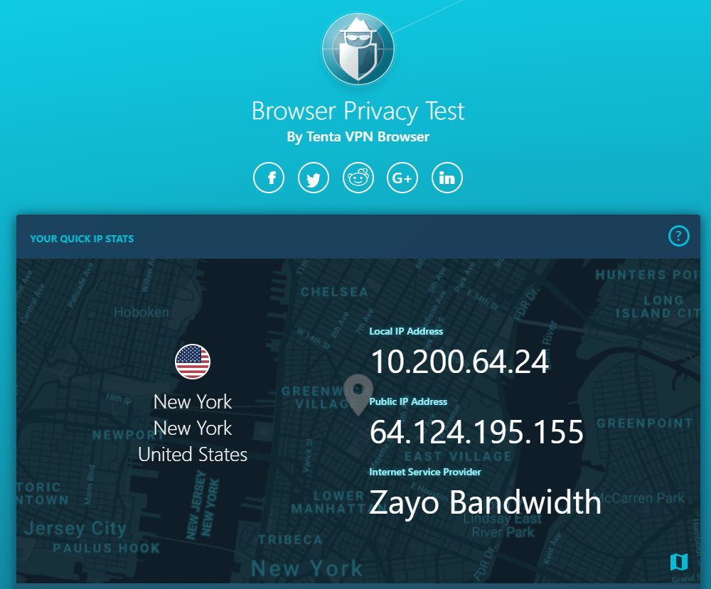 Tenta Browser Privacy Test