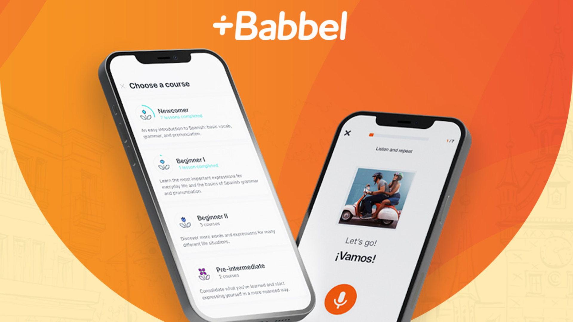 Babbel app on two phone screens