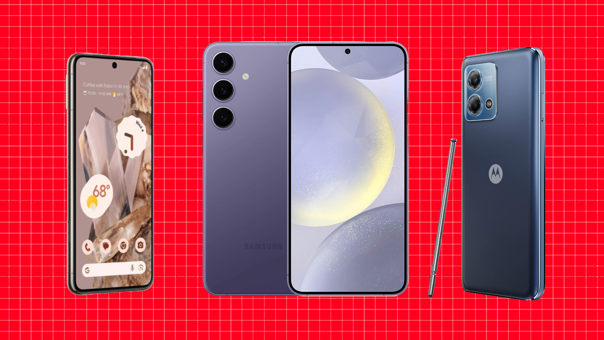 Triptych of smartphones 
