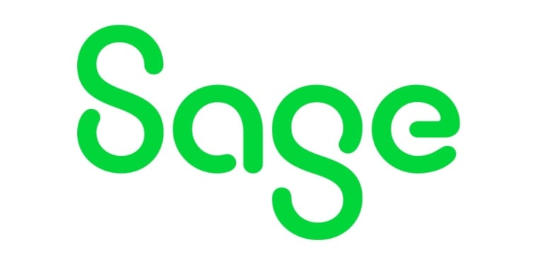 Sage logo: the word Sage written in bright green on a white background