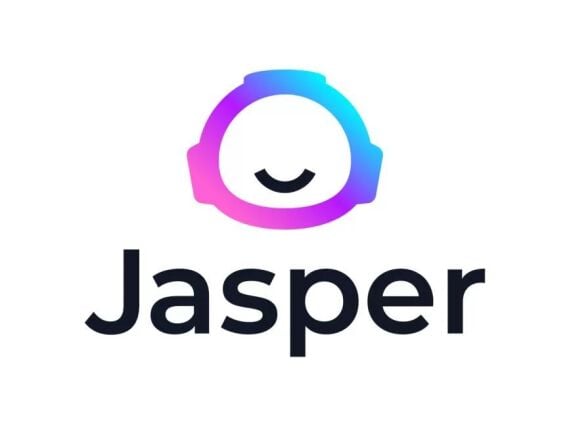 Jasper logo: A multicolored outline of an astronaut helmet with a black line making a smile in the mouth area, with the word Jasper beneath in black on a white background