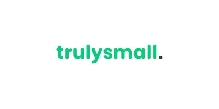 the TrulySmall logo; lowercase green letters spelling out trulysmall on a white background with black period at the end