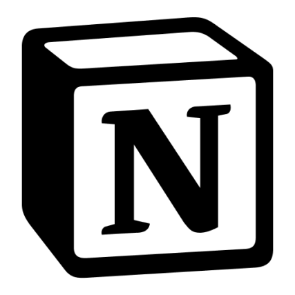 The Notion logo: a black outline of a cube with an N on it in a serif font on a white background