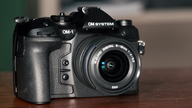 OM System OM-1 Mark II, front angle