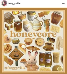 a collage of honeycombs, cookies and other items with the words honey core on it