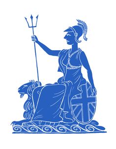 a woman sitting on top of a boat with a spear in her hand and holding a shield