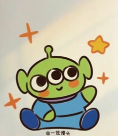 an image of a cartoon character with stars in the sky behind it on a sticker sheet