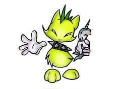 an image of a cartoon character with green hair holding a screwdriver and pointing at something