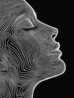 Artistic, contemplative, minimalist, elegant, abstract, expressive, contoured, serene, profile, lin in 2025 | Contour line art, Linear art, Abstract face art