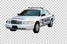 a white police car with lights on and the word sheriff written on it's side