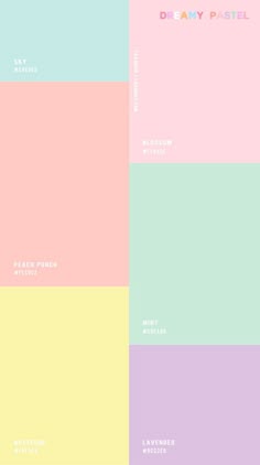 the pastel color scheme is shown with different colors and font on each side, including one