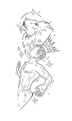 a black and white drawing of a man wrestling