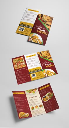 Restaurant Food Menu Trifold Brochure