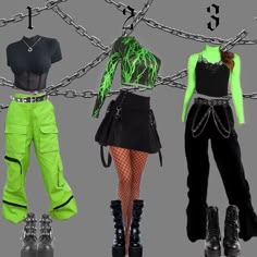 Which one you guys like better | Neon outfits, Neon green outfits, Neon green rave outfit