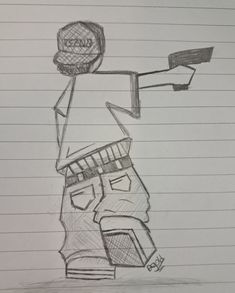a drawing of a man with a hat on top of his head
