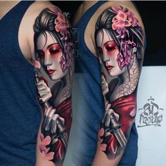 Realistic Geisha Tattoo Design, Geisha Head Tattoo, Dark Geisha Tattoo, Japanese Portrait Tattoo, Geisha Girl Tattoo, Tato Geisha, Buddha Tattoo Sleeve, Japanese Geisha Tattoo, Polynesian Tattoos