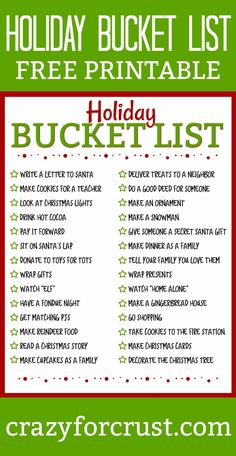 a holiday bucket list with free printables