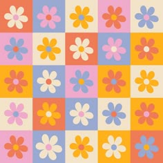 Hippie Retro Vintage Flowers Seamless Pattern in 70s-80s Style