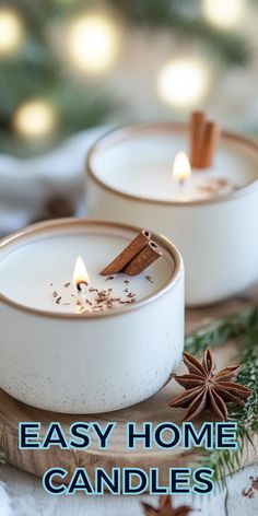 This pin shows how to make cozy candles at home. Learn how to create beautiful, handmade candles with this easy tutorial. The pin highlights the simple steps for making your own candles for a warm and inviting atmosphere.