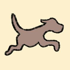 a drawing of a dog running on a beige background