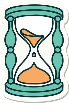sticker of tattoo in traditional style of an hour glass