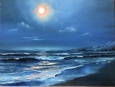 Night Pier Painting by Olga Klimenkova | Saatchi Art | Arte, Paisajes, Dibujar arte