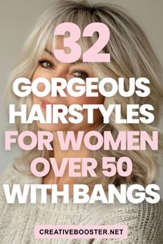 Click for More ➡️ | Save for Later ❤️  Explore the coolest hairstyle trends for women over 50 with bangs! From sleek lobs and bold pixie cuts to soft layers and curtain bangs, this guide has all the inspiration you need for your next hairstyle. Whether you have fine hair, thick curls, or are embracing your natural grays, these styles will keep you looking fresh and stylish.  #HairstylesOver50 #Bangs2024 #LayeredBob #ShortHairOver50 #CurtainBangs #GrayHair #HairInspiration #HairTrends2024 #WomensFashionOver50 Hair Styles Medium Length With Bangs, Wedding Hair Over 50, Medium Cuts For Fine Hair, Hair Medium Length Styles, Bangs Haircut Ideas, Longer Bangs, Medium Hairstyle Women With Bangs, Latest Hairstyles 2024, Hairstyles With Bangs Medium