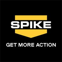 the logo for spike get more action