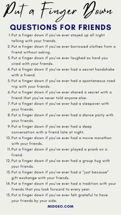 a poem that says, put a finger in your question for friends