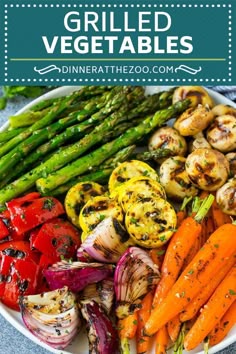 These grilled vegetables are an assortment of colorful veggies bathed in a flavorful garlic an… | Grilled vegetable recipes, Vegetable dinners, Marinated vegetables