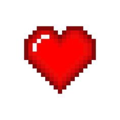 the pixel heart is red and white