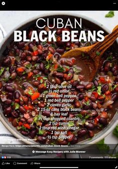 the recipe for cuban black beans is shown