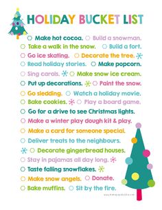 a holiday bucket list with a christmas tree