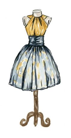 a drawing of a dress on a mannequin