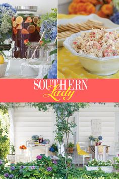 the southern lady magazine cover features flowers and food